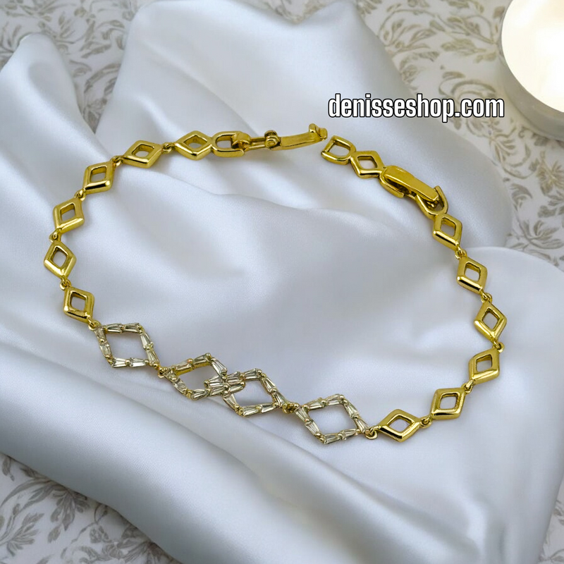 14K WHITE STONES SHAPE BRACELET BR527