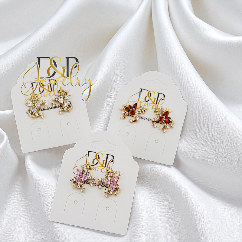 14K GOLD/UNICORN 3 VARIANTS STUD EARRING E1013