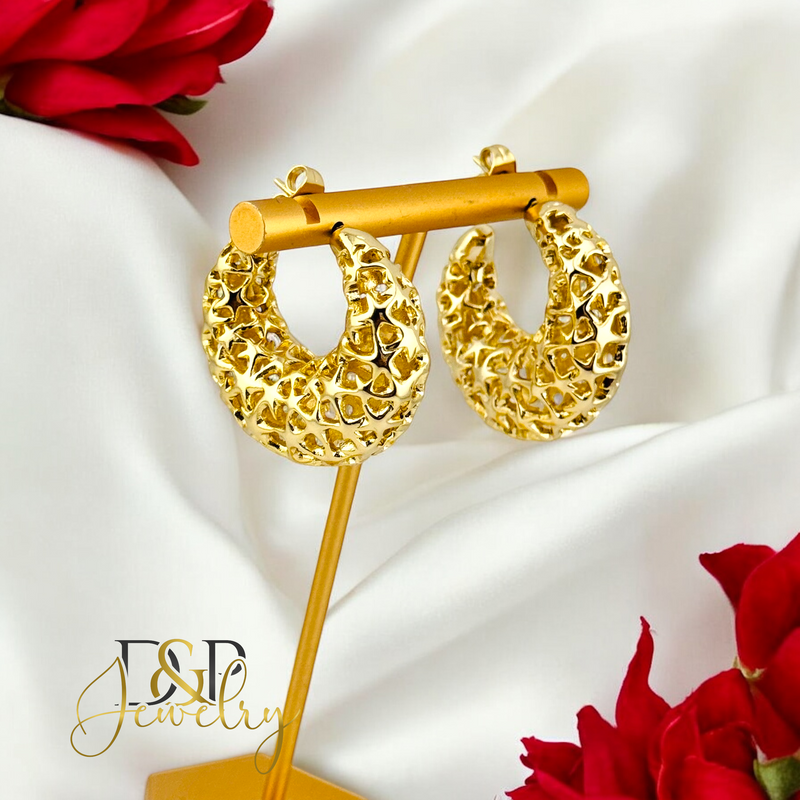 14K HALF HOOP STUD EARRING E847