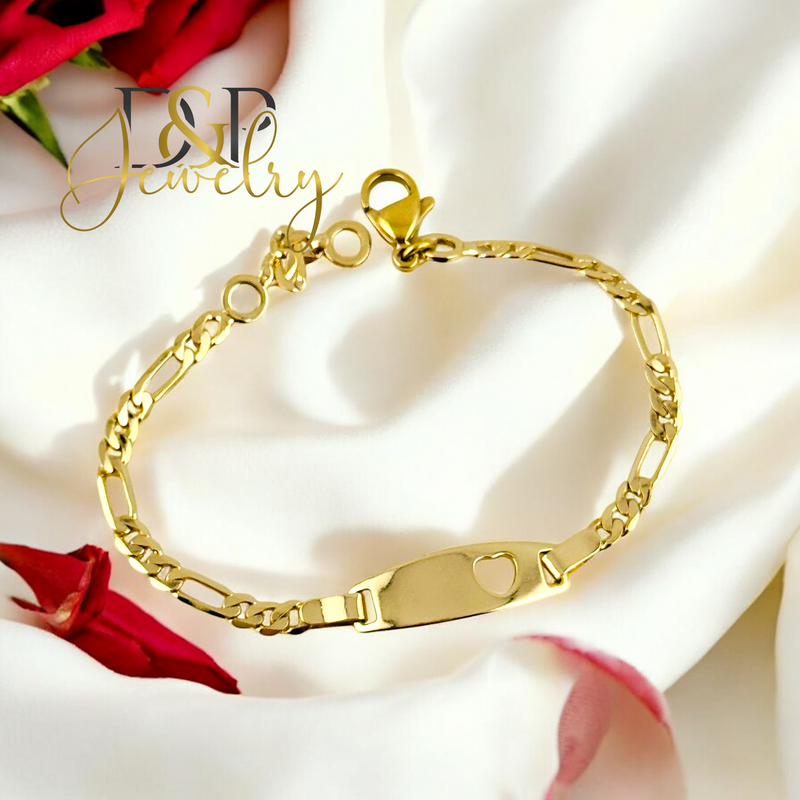 14K HEART PLAQUE KIDS BRACELET BR752