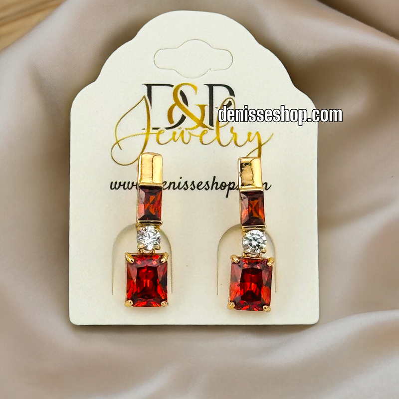 18K RED STONE EARRINGS E546