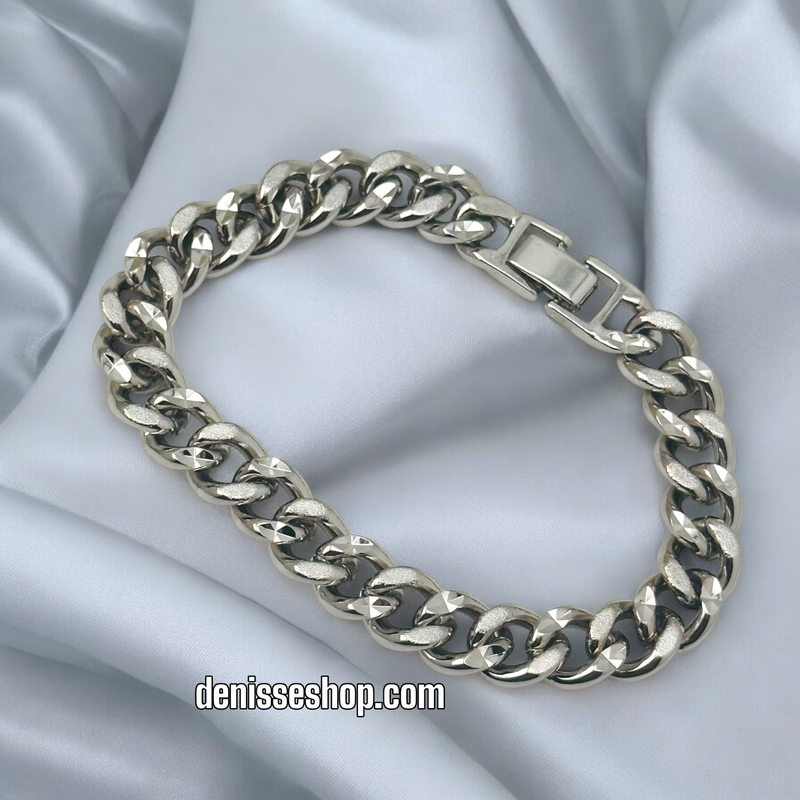 DIAMONDS CUBAN SILVER BRACELET BR629