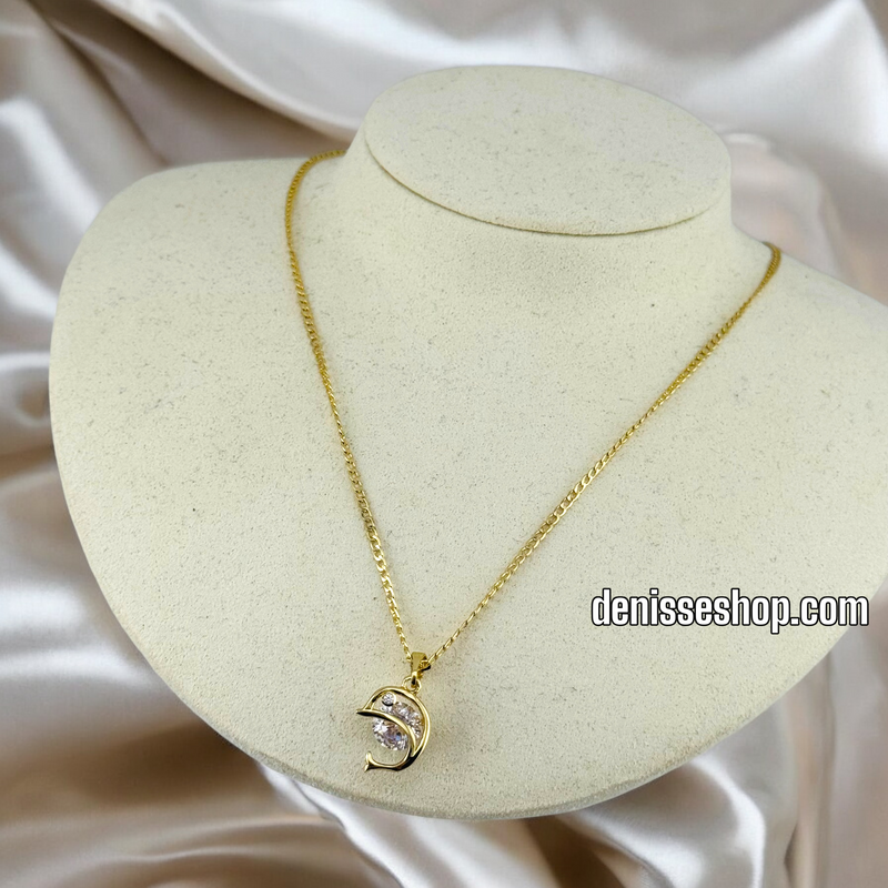 14K WOMEN/GIRL CUTE WHITE DOLPHIN PENDANT P522