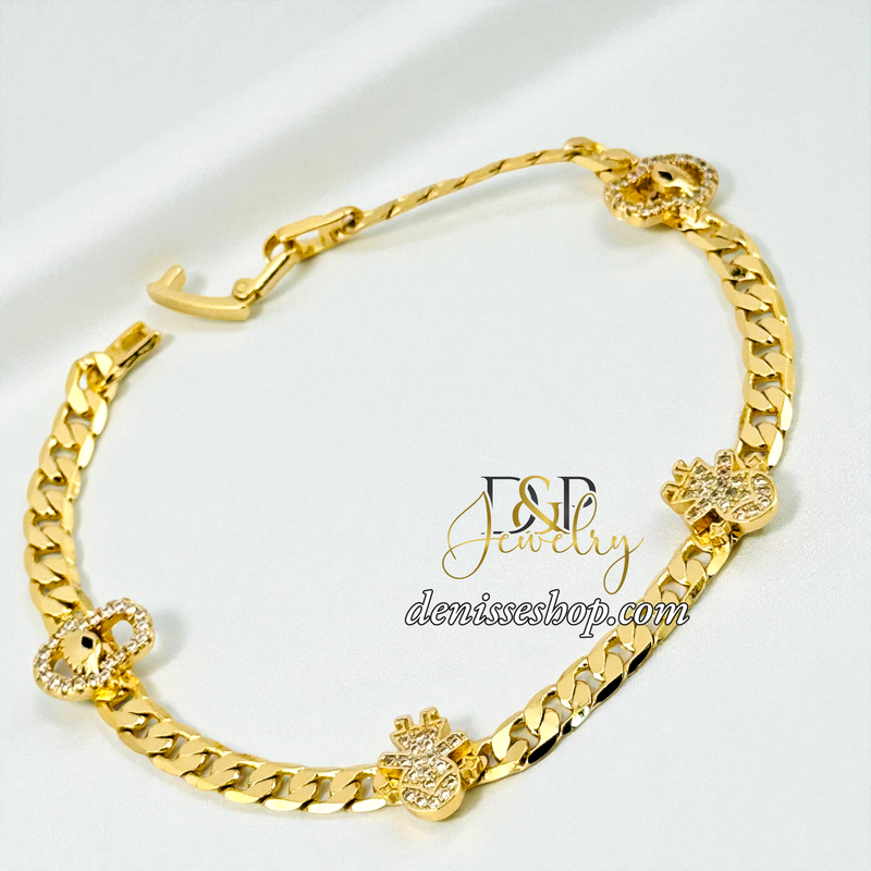 14KGOLD GIRL SHAPE CHARM BRACELET BR867
