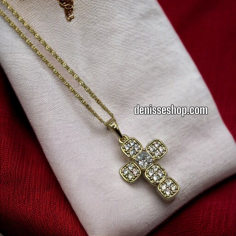 14K WHITE CROSS PENDANT P310