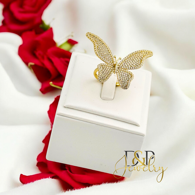14K ADJUSTABLE BUTTERFLY RING RG373