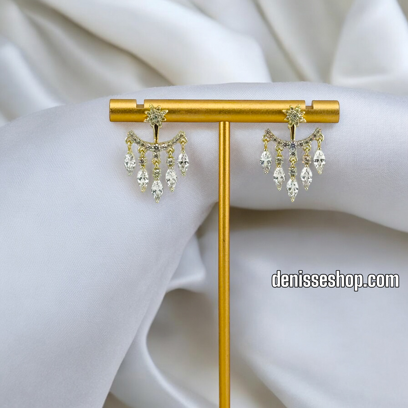 14K /WOMAN WHITE STONES EARRING E742