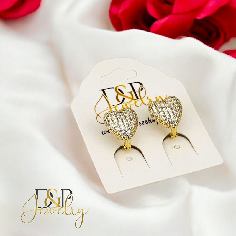 14K HEART EARRING E845