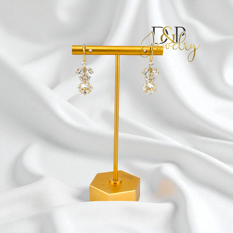 14K WHITE BALL LONG EARRING E982