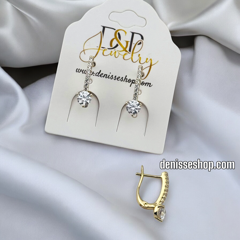 14K WHITE STONE HUGGIES EARRING E800