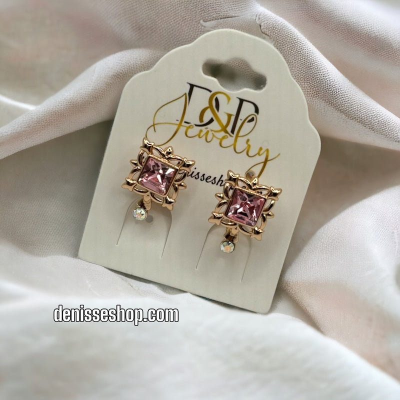 18k Pink Stone Earrings E329