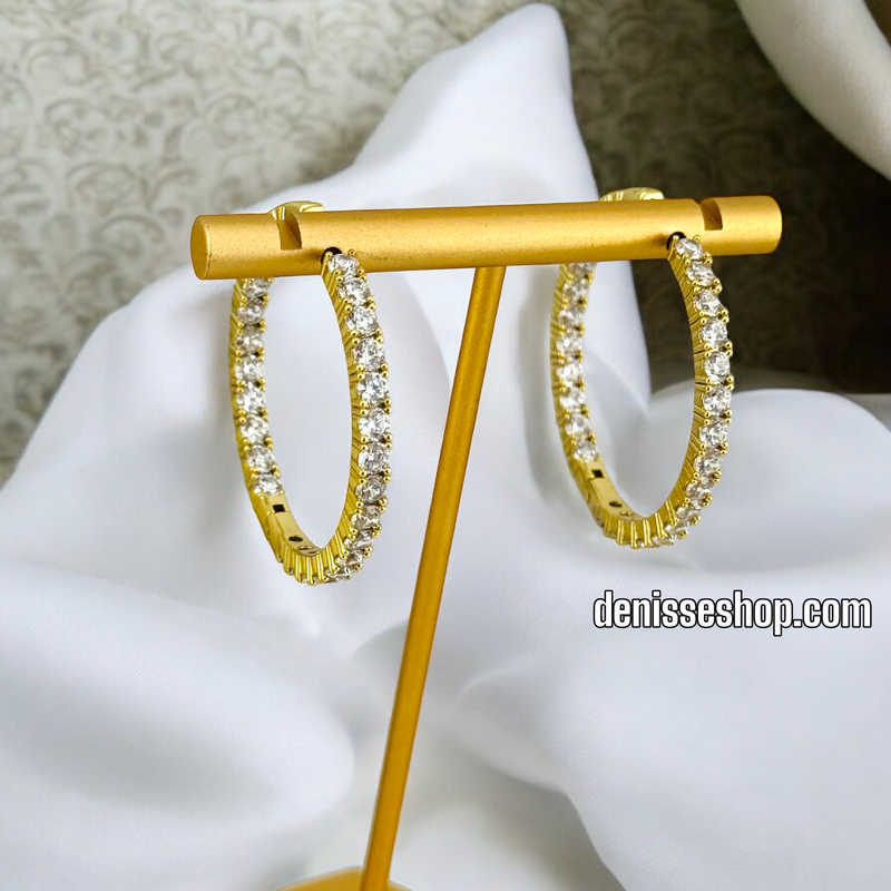 14K WOMAN/ WHITE HOOP EARRING HP559