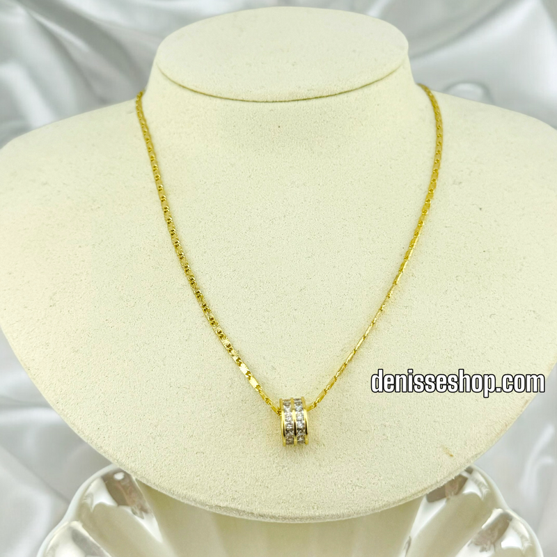 14K GOLD /  WHITE STONE BEAD NECKLACE  SET N47