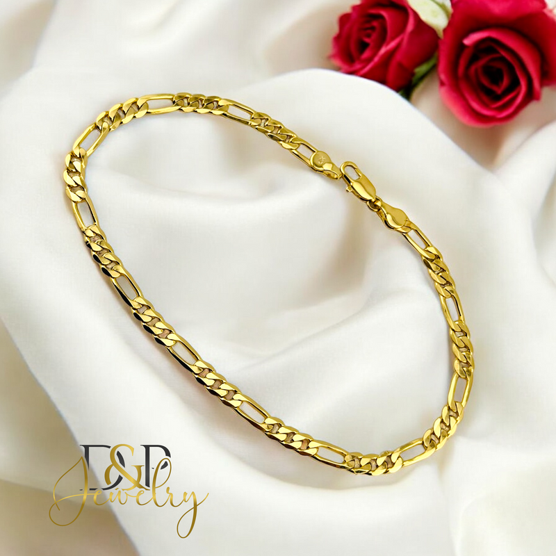 14K FIGARO BRACELET 4MM BR721