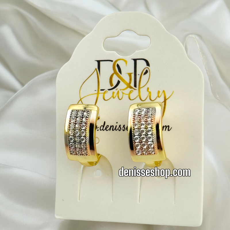 14K THREE COLOR EARRING E606