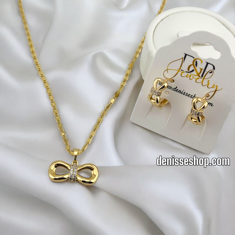 14K CUTE BOW NECKLACE SET N221