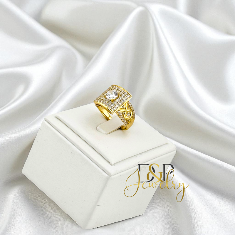 14K WHITE STONE CHUNKY RING RG422