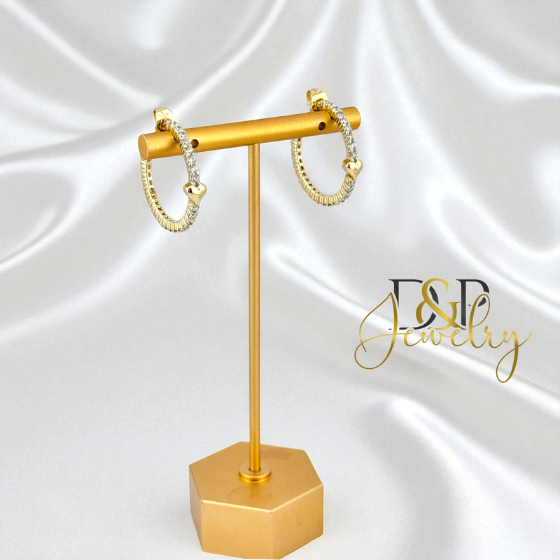 14K HEART HALF HOOP EARRING HP771