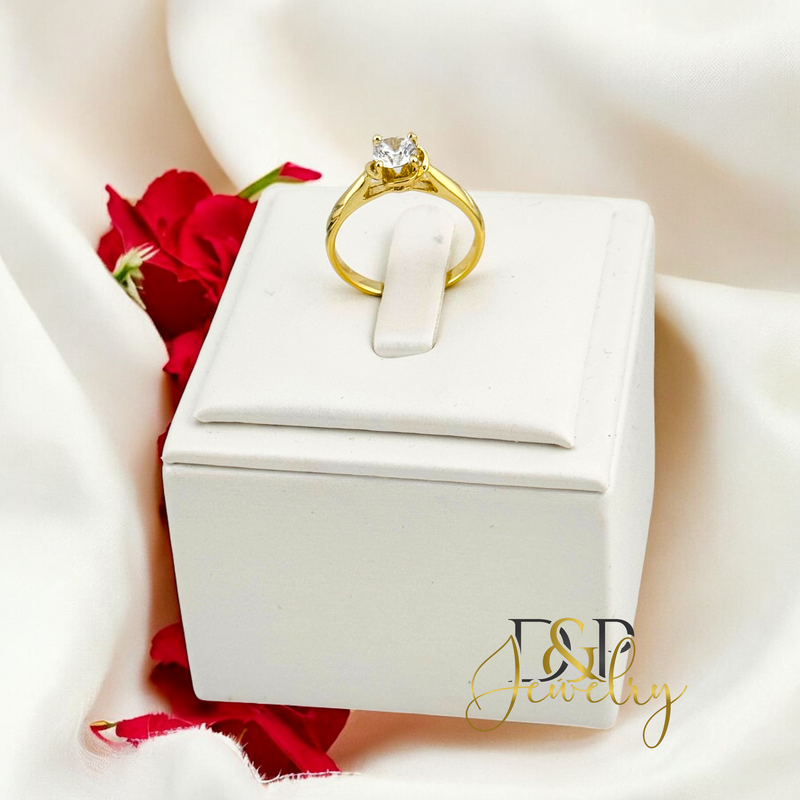 14K WHITE STONE RING RG361