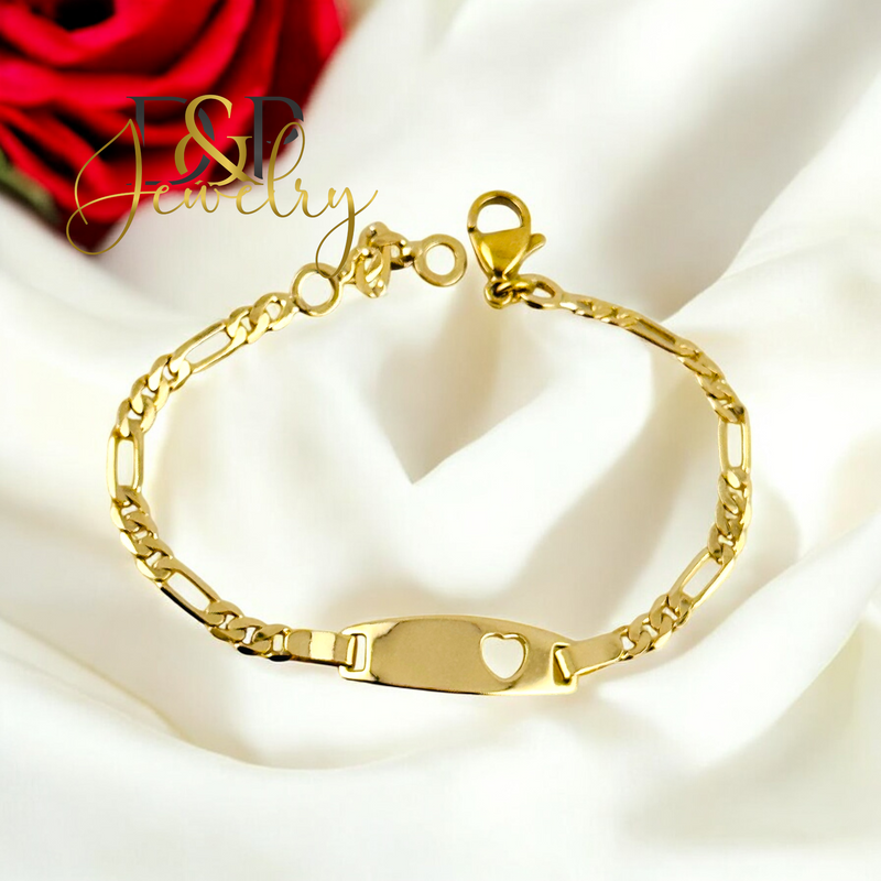 14K HEART PLAQUE KIDS BRACELET BR752