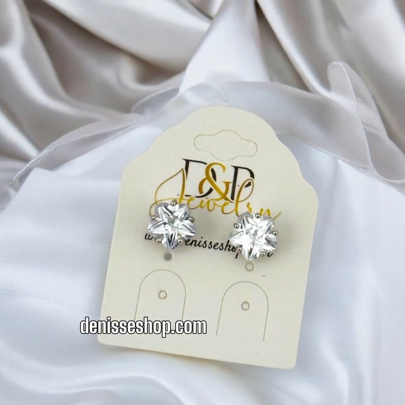 SILVER/ WHITE STONE STUD EARRING E692