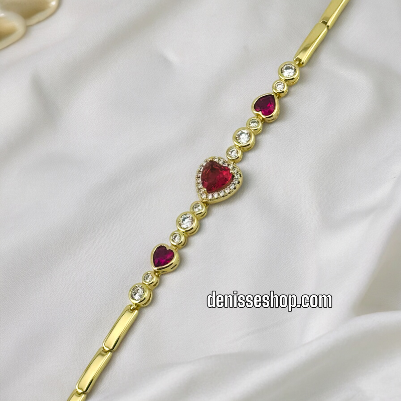 14K RED HEART STONE BRACELET BR423