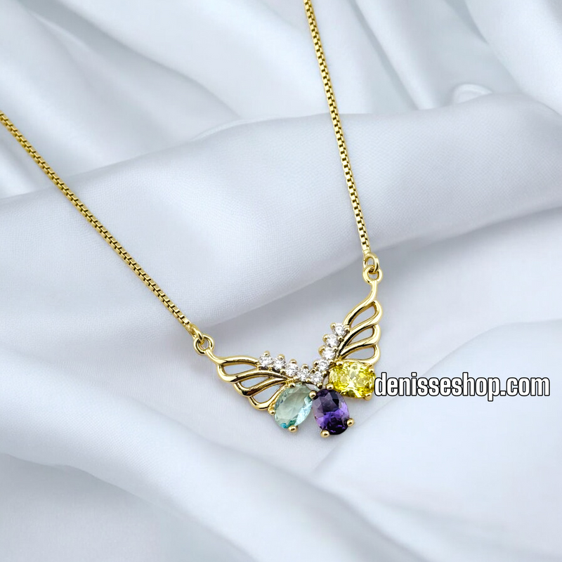 14K MULTICOLOR BUTTERFLY NECKLACE N224