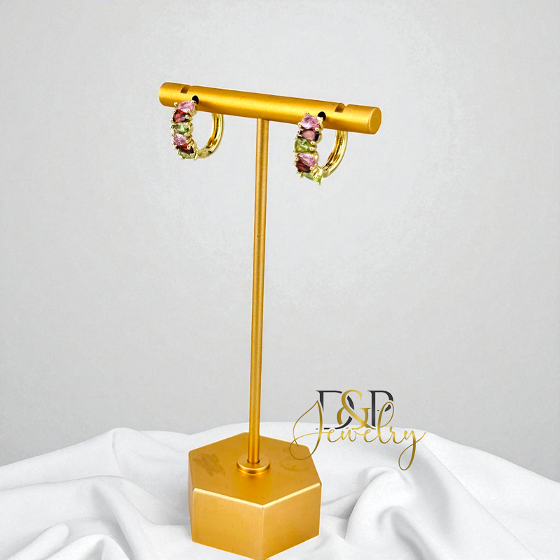14K GOLD/MULTICOLOR  HOOP EARRING HP797