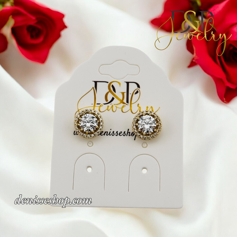 14K WHITE BUTTON EARRING E824