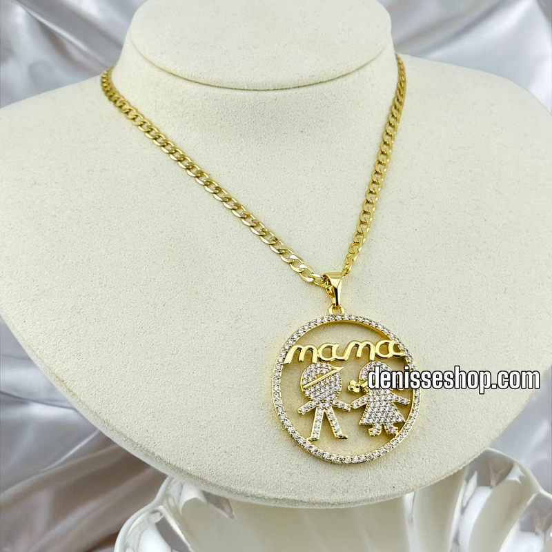 14K MAMA BOY AND GIRL PENDANT P450