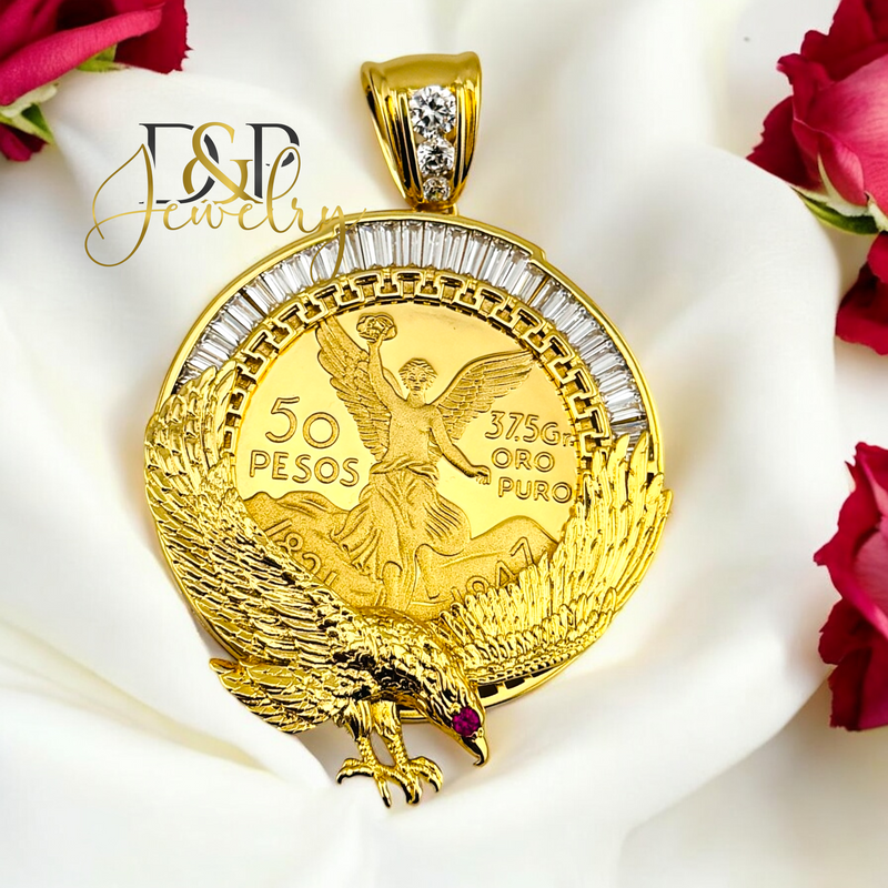 14K BIG COIN EAGLE CENTENARY PENDANT P788