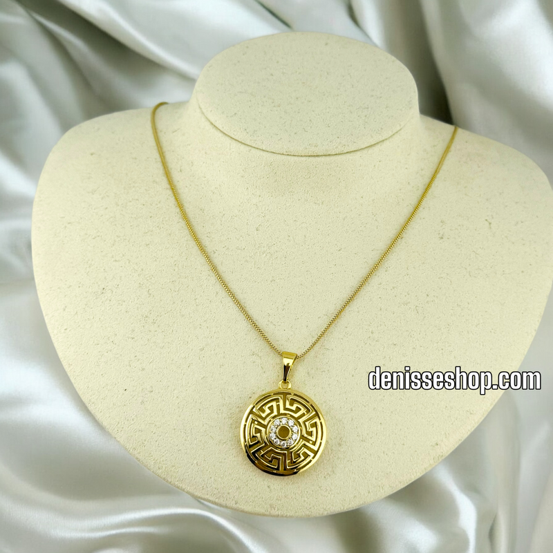 14K DISC WHITH CENTER STONES WOMEN  NECKLACE 20” N90