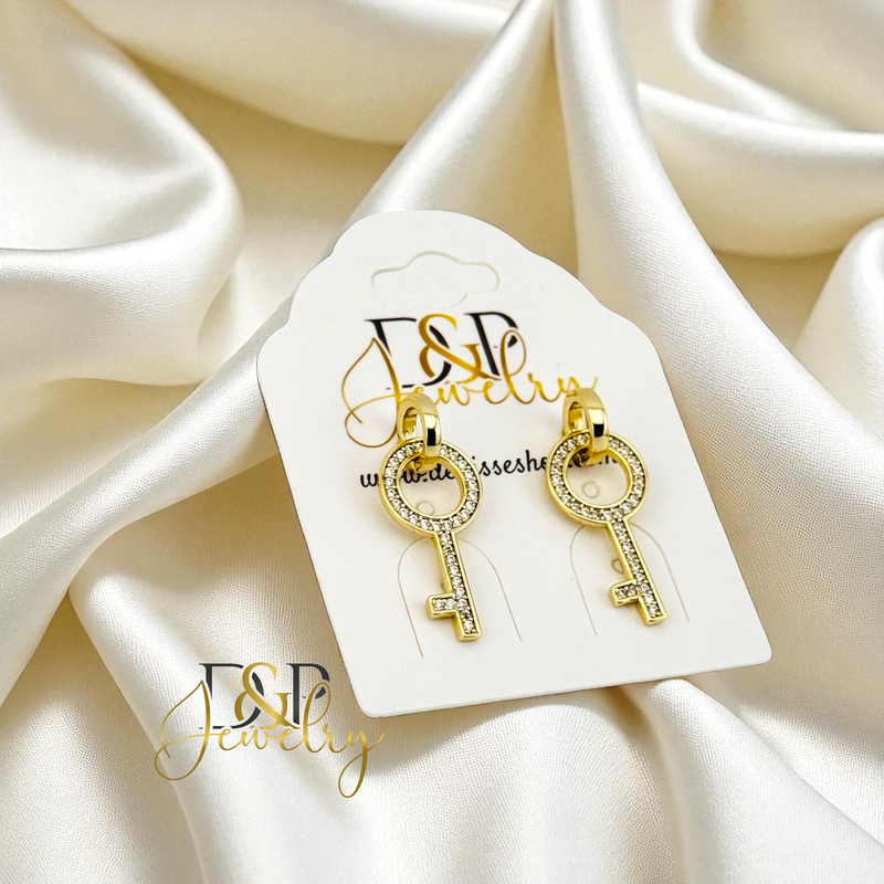 14K KEY EARRING E903