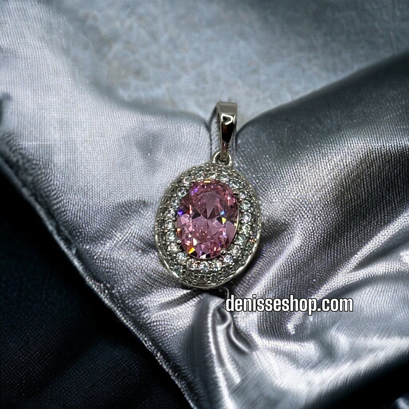 SILVER PINK STONE PENDANT P221 (Chain not included)