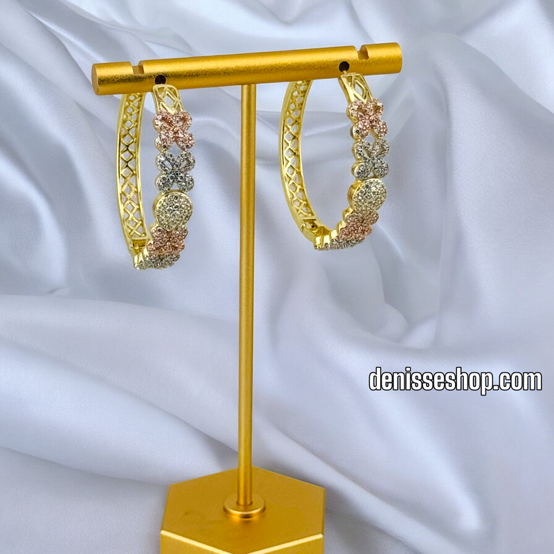 14K THREE TONE HOOP EARRINGS HP587