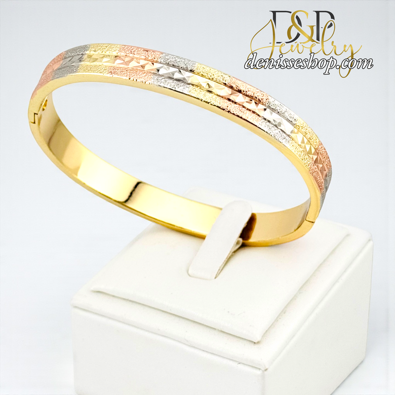 18K GOLD MULTICOLOR BANGLE BRACELET BR875