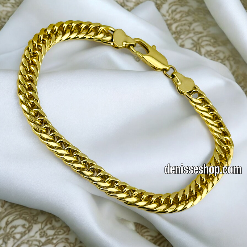 14K /WOMAN PLAIN GOLD FLAT LINK BRACELET BR589