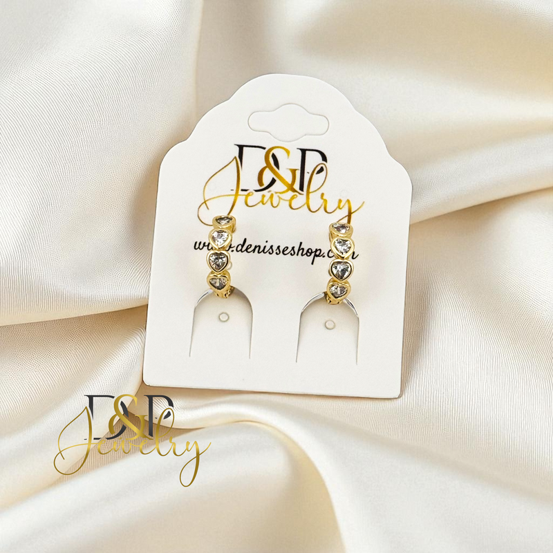 14K SMALL WHITE STONE HOOP EARRING HP860