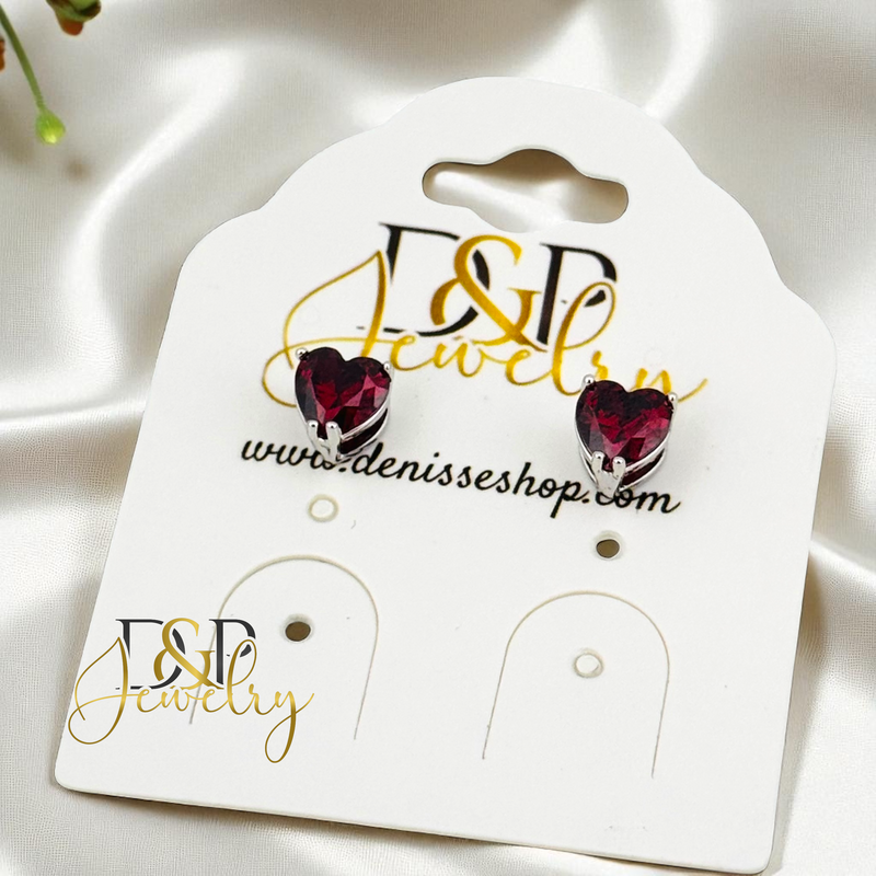 14K SILVER HEART SHAPE 6/COLOR STONE VARIANT EARRINGS E943