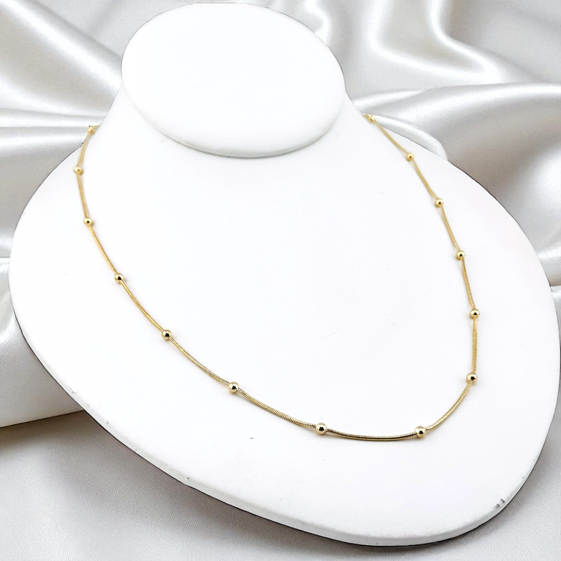 14K MOUSE TAIL/BEAD DESIGN CHAIN 24” CH136