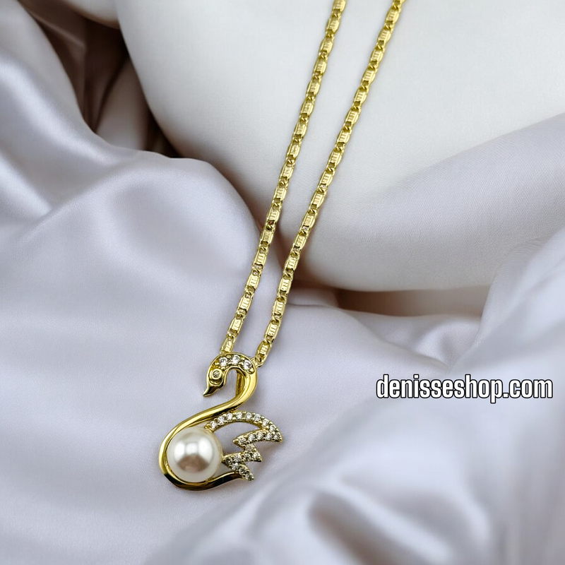 14K WOMEN / SWAN WITH PEARL PENDANT P530