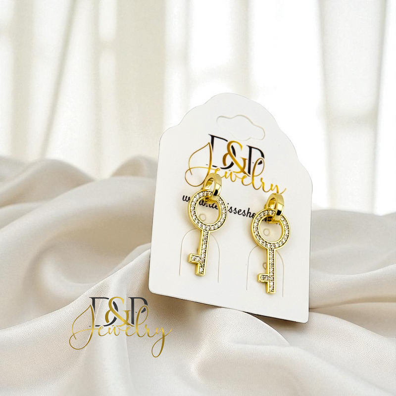14K KEY EARRING E903