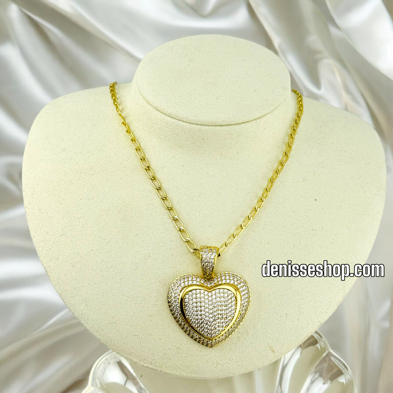 14K FASHION HEART IN HEART PENDANT P458