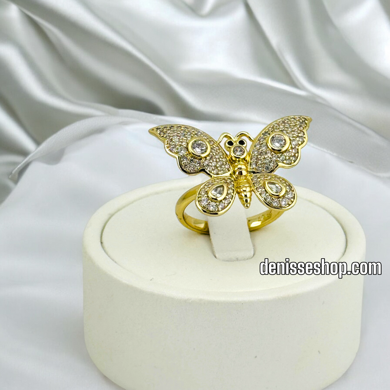 14K WOMEN WHITE BUTERFLY RING RG303