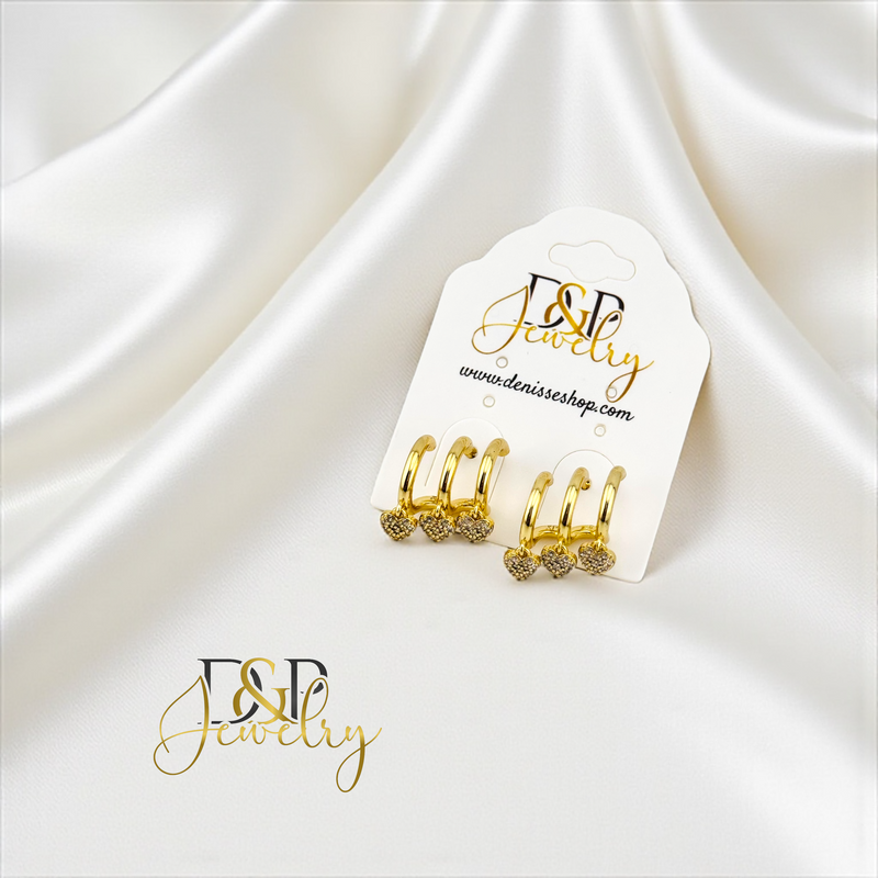 14K FASHION TINY HEART HOOP HP715