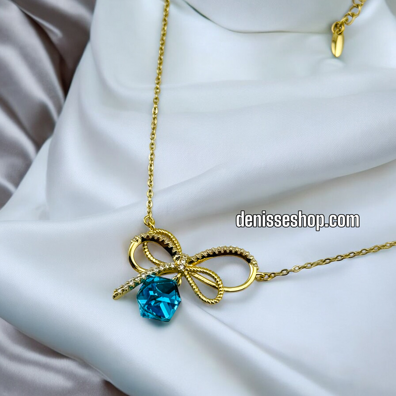 14K / WOMEN BOWE BLUE STONE NECKLACE N94