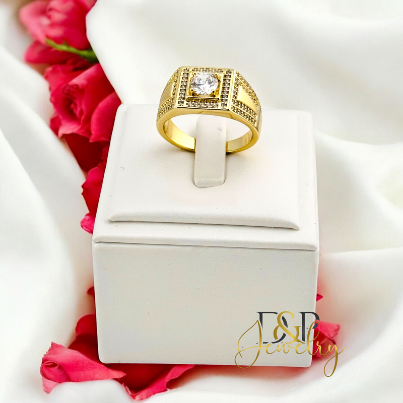 14K WHITE STONES DESIGN RING RG371