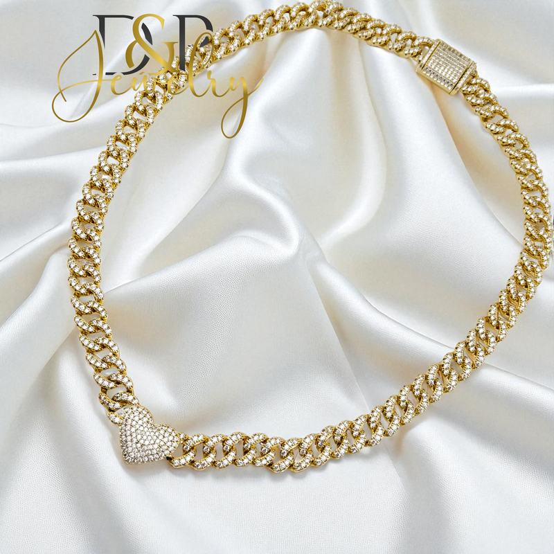 14K TRENDING HEART DIAMOND NECKLACE SET N278