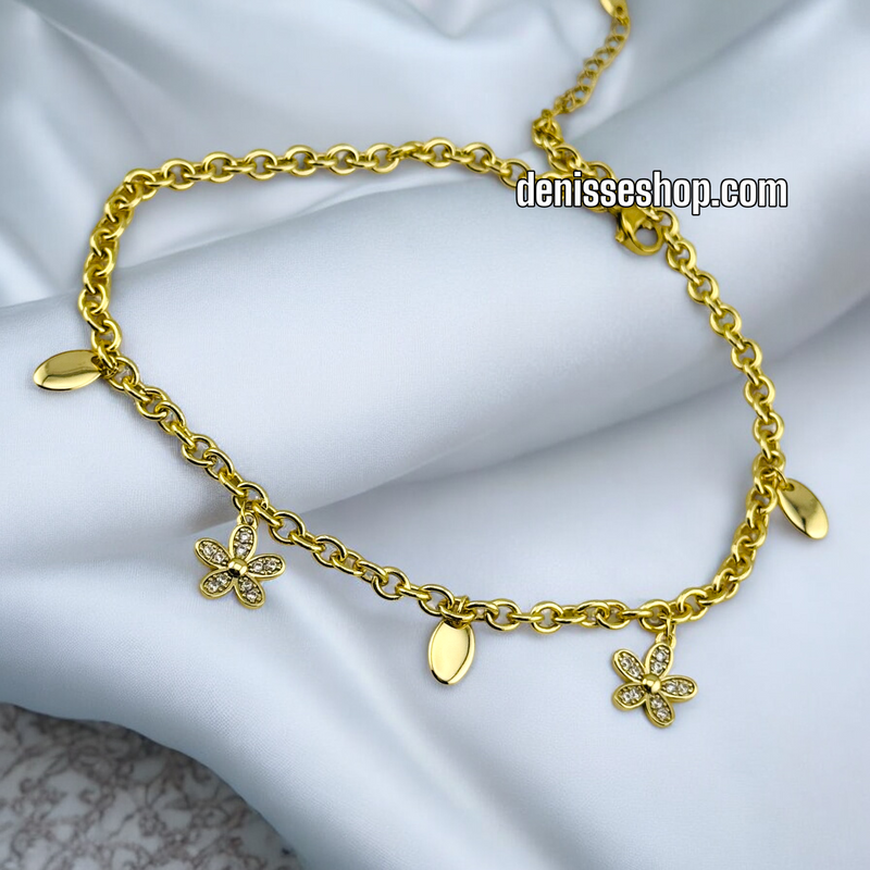 14K FLOWERS ANKLET BRACELET A18