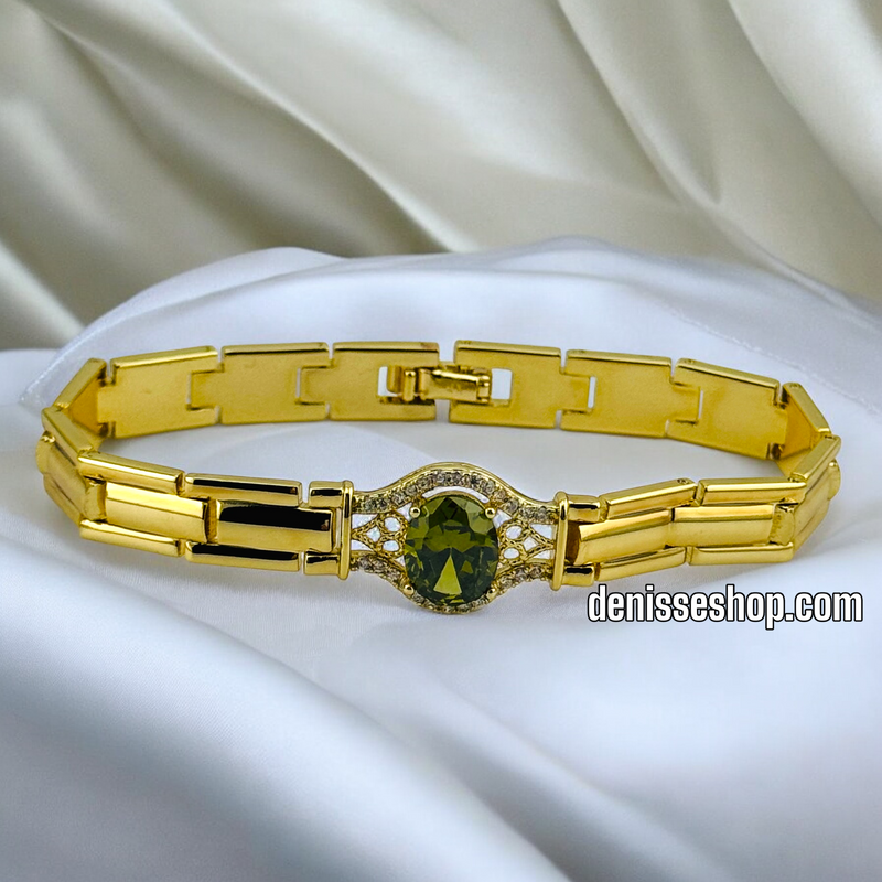 14K /WOMAN GREEN STONE BRACELET BR564